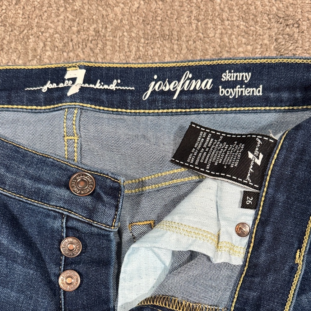 7 For All Mankind Josefina Skinny Boyfriend Jeans - Dark Blue